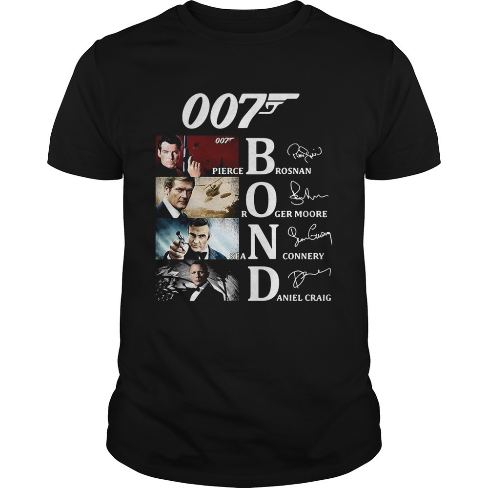 Pierce Brosnan Roger Moore Sean Connery Daniel Craig Signatures Shirt